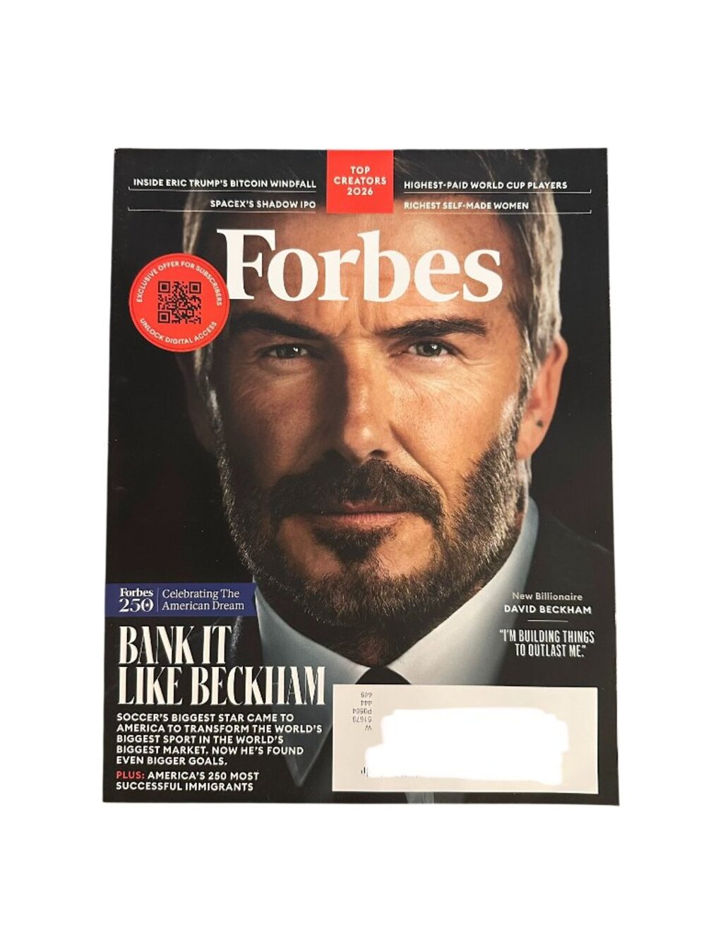 Forbes Magazine June/July 2026 Bank it Like David Beckham Top Creators